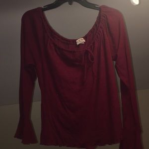 Maroon Velvet Lace Top